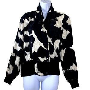 Adrianna Papell Women's Size 4 Jacket 100% Silk Black & White Long Sleeves